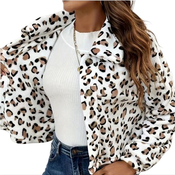 Chic Leopard Print Teddy Jacket - Picture 4 of 5